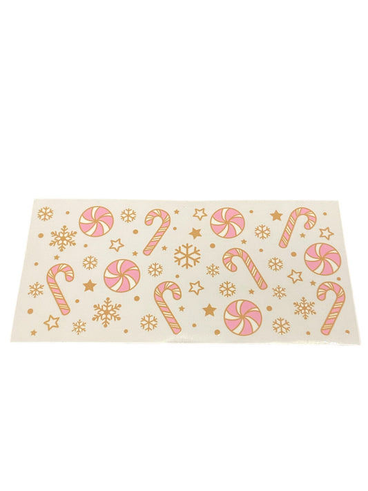 Christmas UVDTF Pink Candy Cane