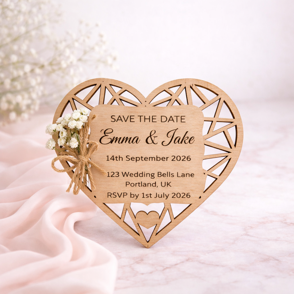 Save The Date - Wooden Heart
