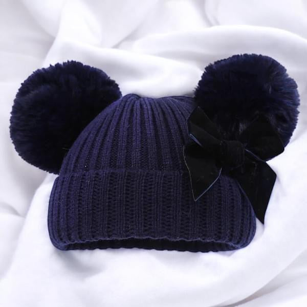 Baby Ribbed Hat with Velvet Bow