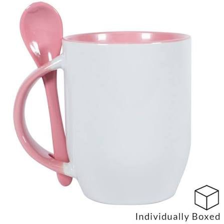 Sublimation Mug With Spoon Pink