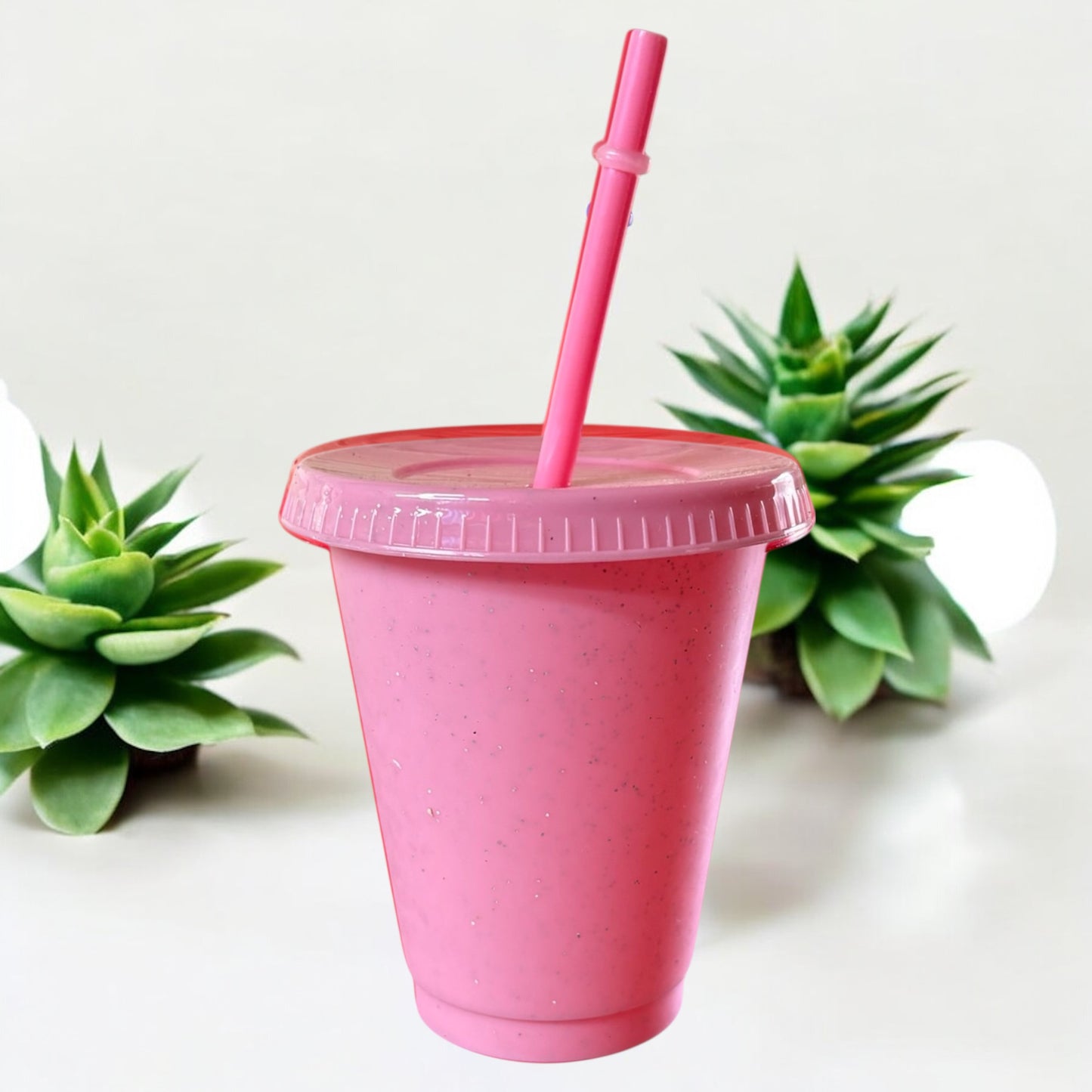 16oz Glitter Cold Cup Light Pink