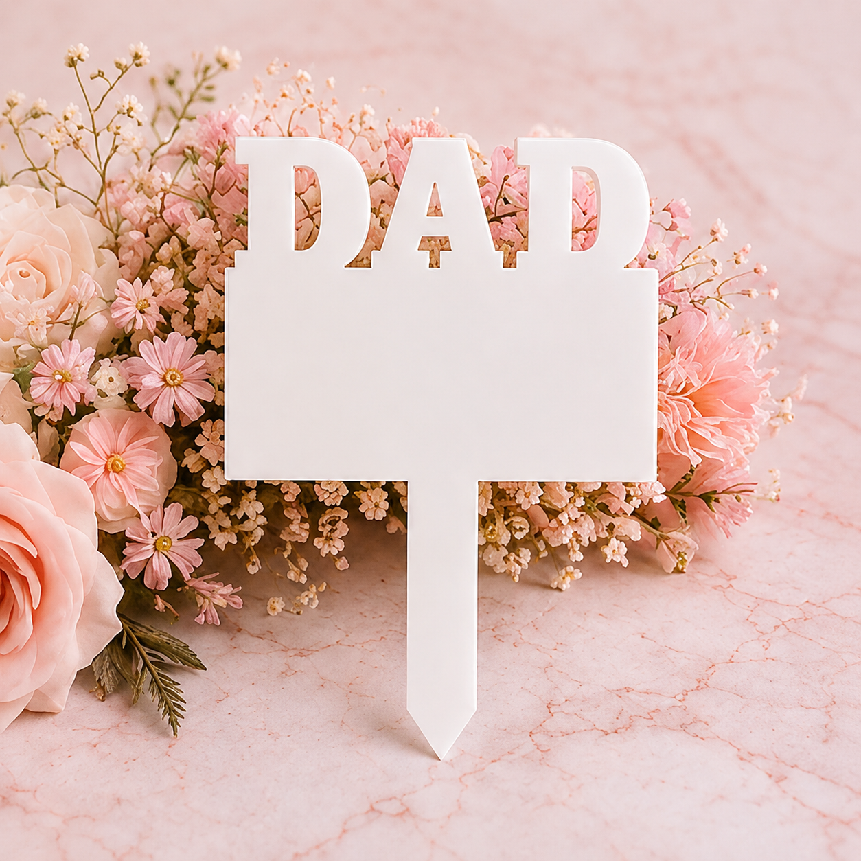 White acrylic Dad grave marker blank