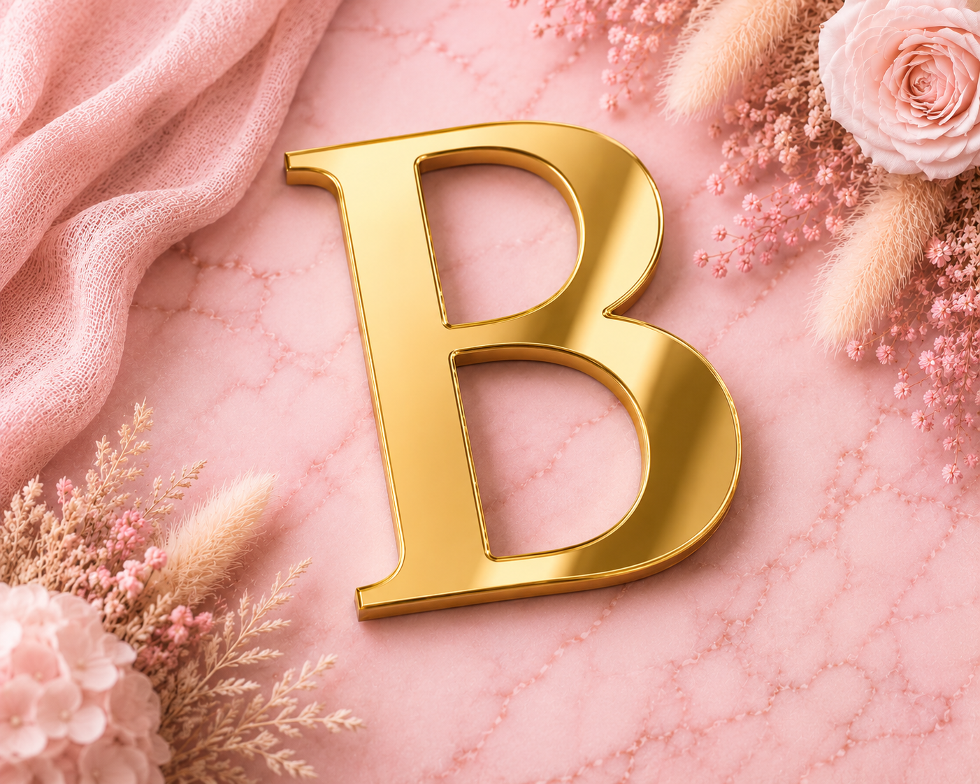 Gold mirror acrylic letter B blank in Baskerville style – personalised sign and craft letter
