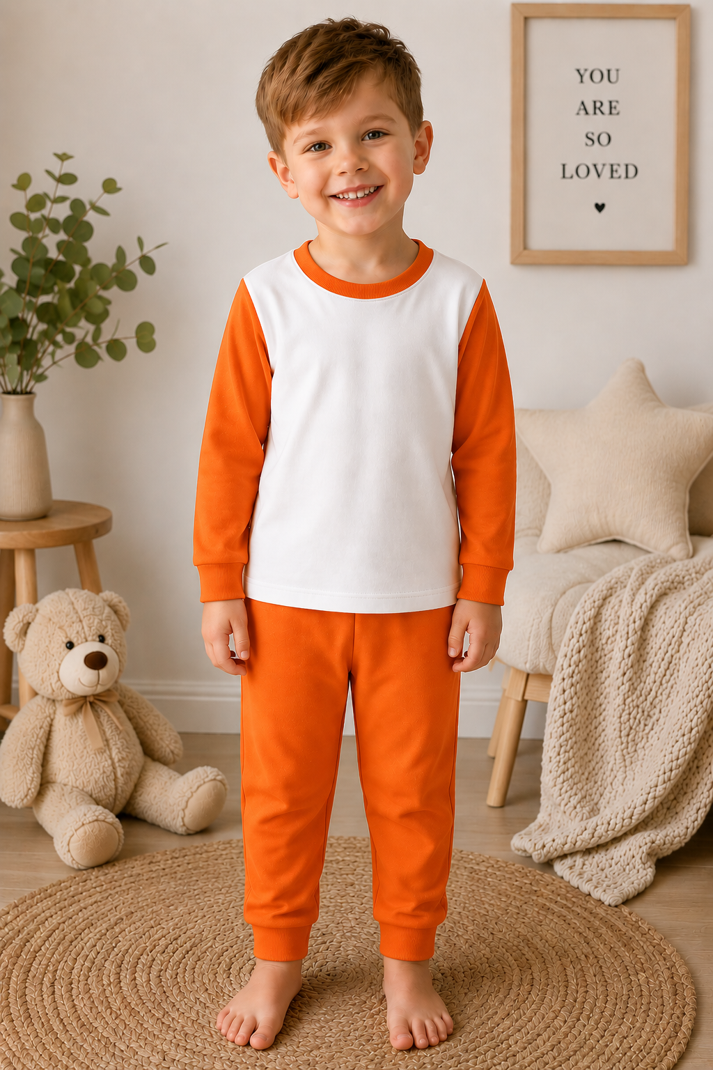 Orange children's pyjama blank for sublimation, vinyl and DTF personalisation
