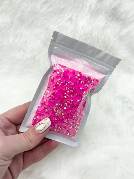 Shocking Pink Resin Rhinestones 5mm