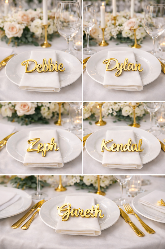 Personalised Acrylic Wedding Name Place Settings