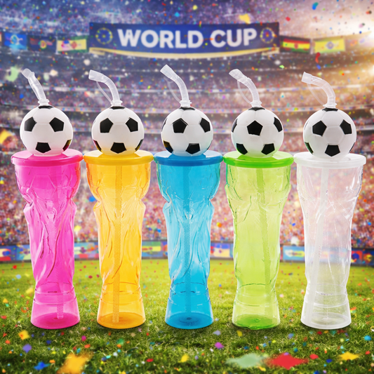 Football Bottles with straw 600ml
