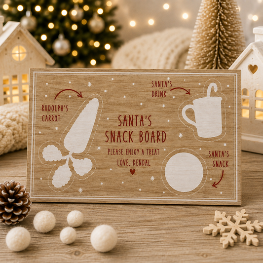 Wooden Santa's Snack Board for Christmas Eve treats