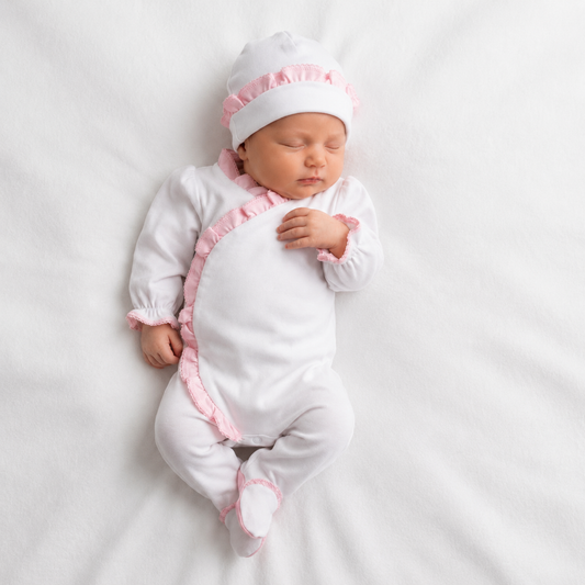 100% Cotton Romper & Hat Set - Pink (PRE ORDER)