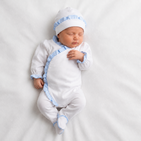 100% Cotton Romper & Hat Set - Blue (PRE ORDER)