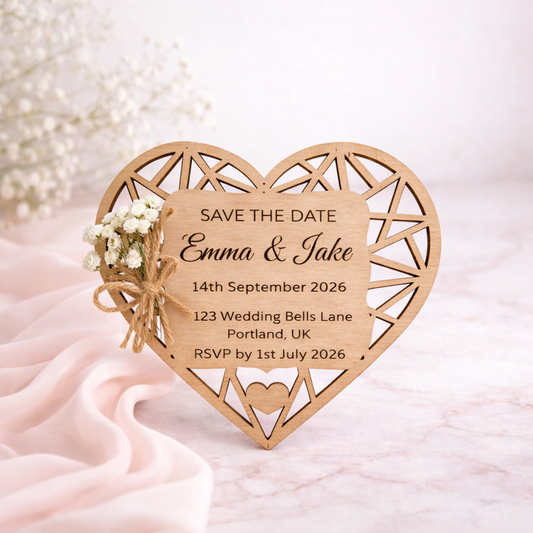 Save The Date - Wooden Heart