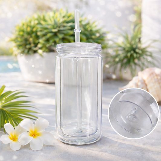 Acrylic Snow Globe Libby Can – 16oz Reusable Double-Walled Tumbler with Straw