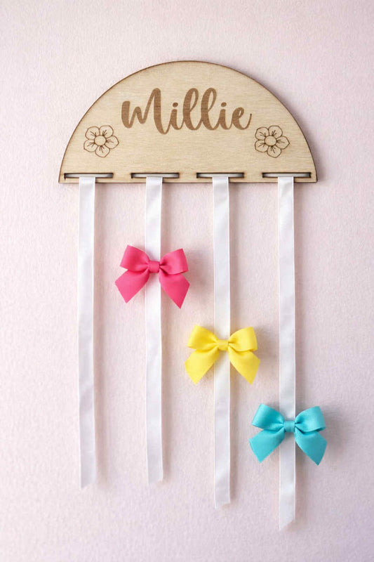 Personalised Wooden Bow & Hair Clip Holder