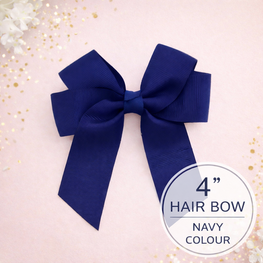 Hair Bow 4" Navy