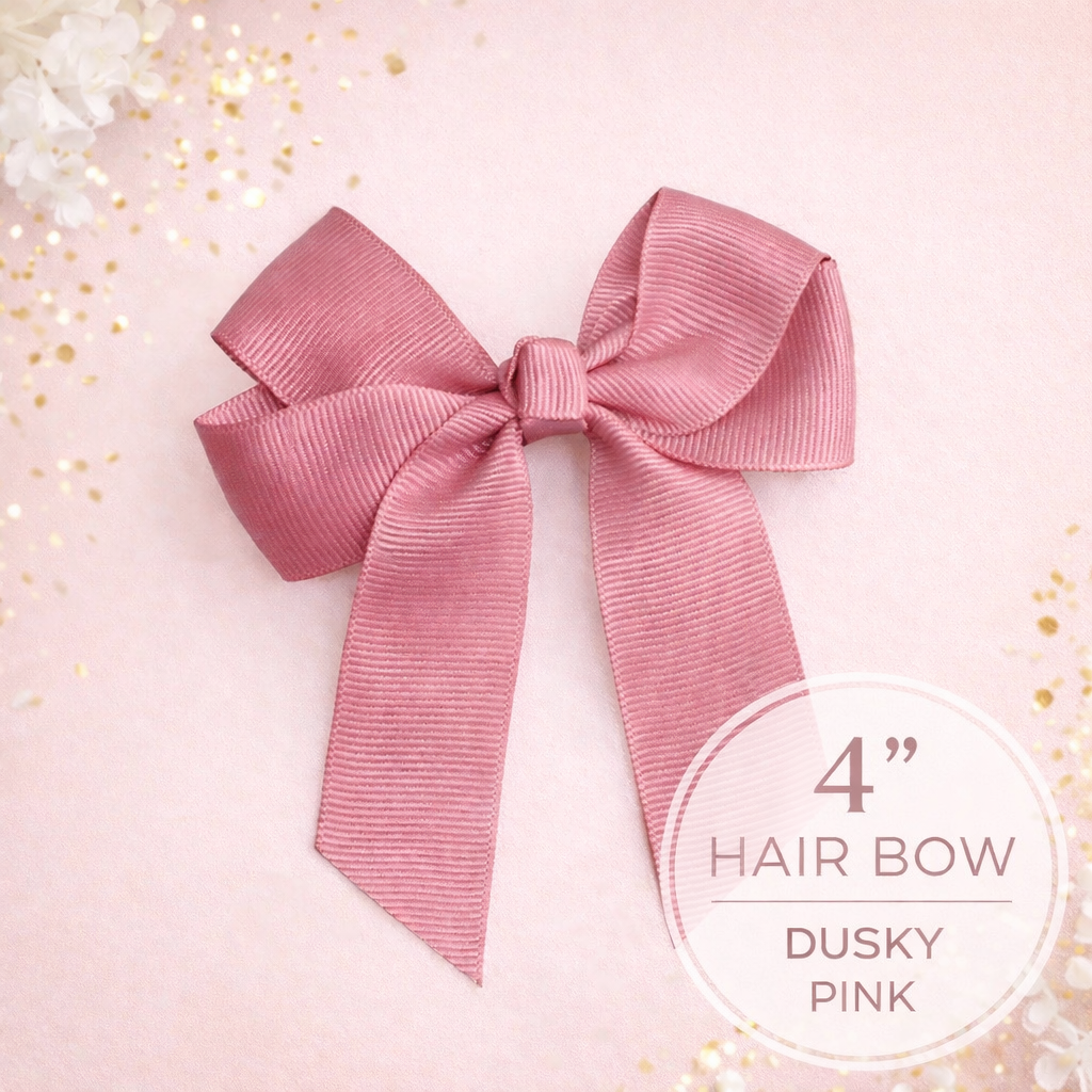 Hair Bow 4"  Dusky Pink