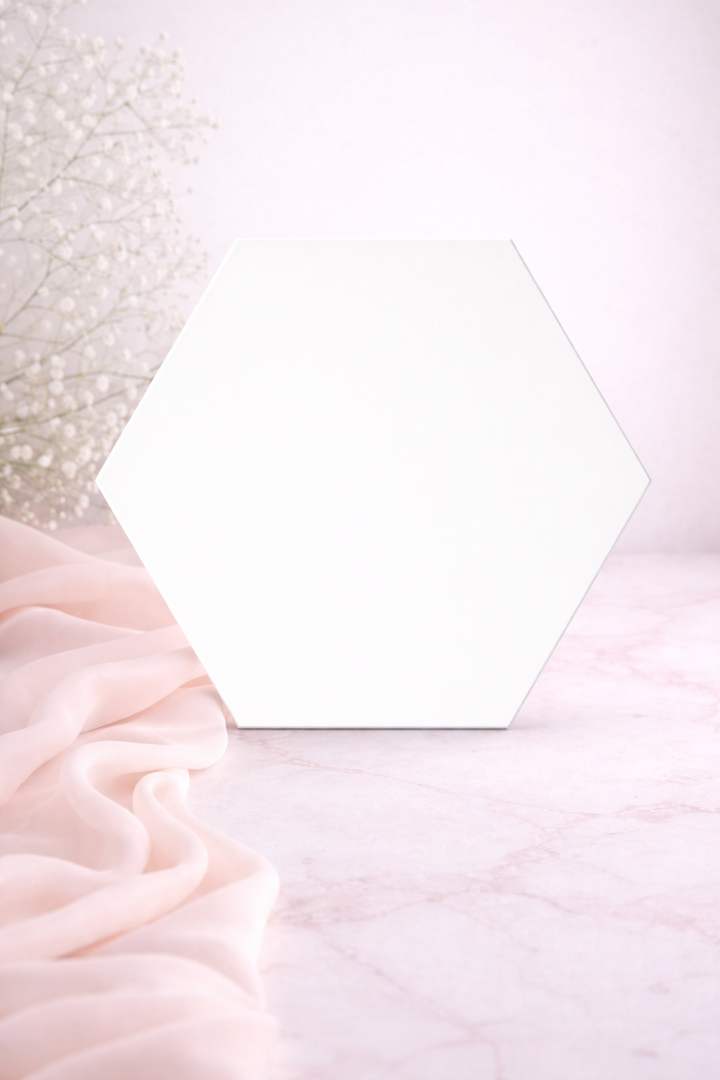 60cm white cast acrylic hexagon sublimation blank – 3mm