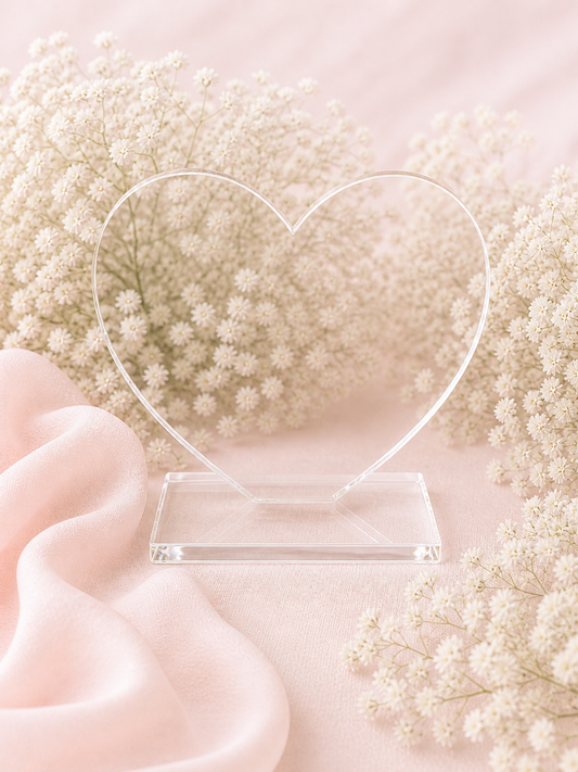 FREESTANDING Clear Acrylic Heart With Base