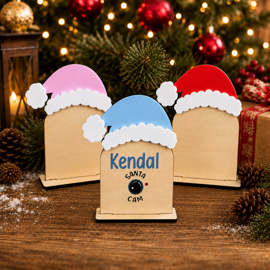 Santa Cam Christmas Craft Blank – Wooden Plaque with Acrylic Hat