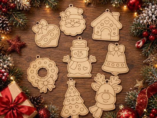 Colour-In Wooden Christmas Characters - Pack of 4