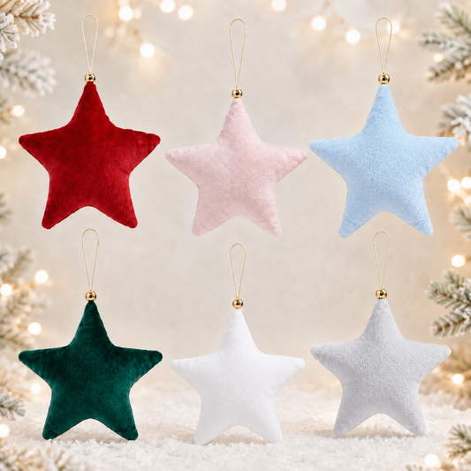 10cm Velvet Star Christmas Ornament – HTV/DTF Blank