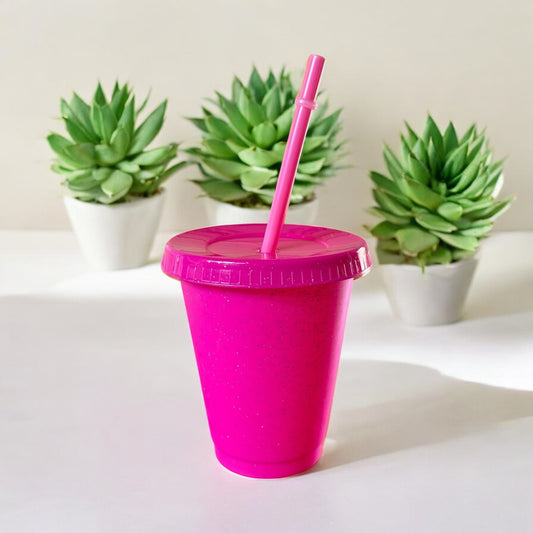16oz Glitter Cold Cup Hot Pink