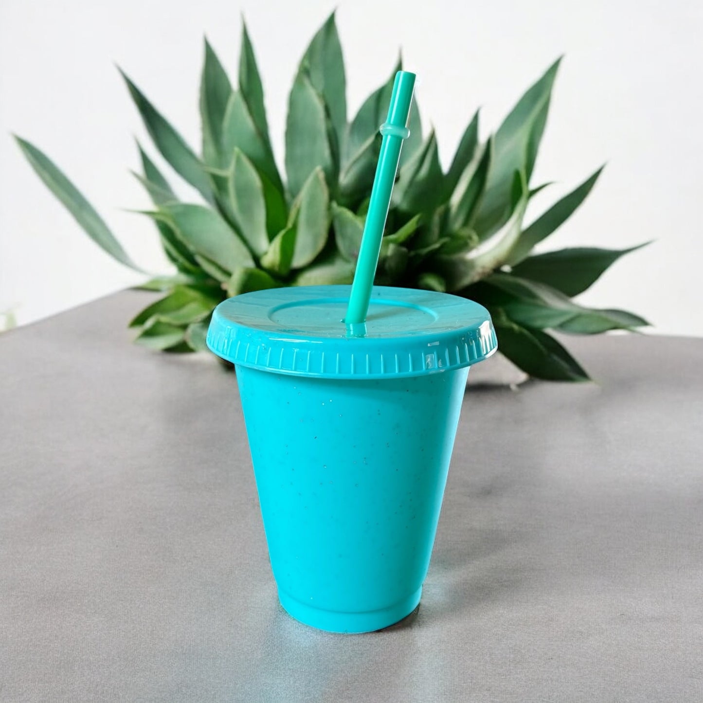 16oz Glitter Cold Cup Aqua Blue