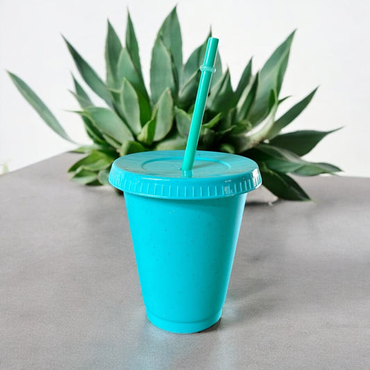 16oz Glitter Cold Cup Aqua Blue