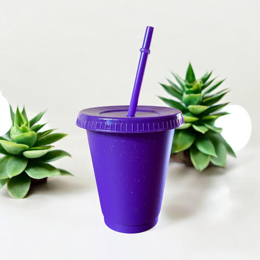 16oz Glitter Cold Cup Dark Purple