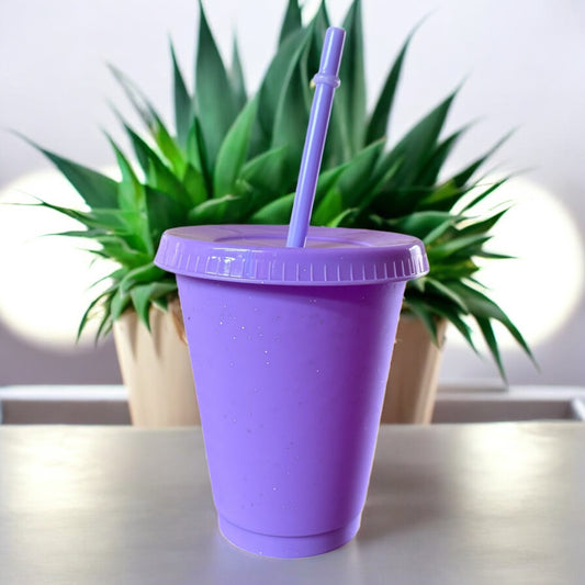 16oz Glitter Cold Cup Light Purple