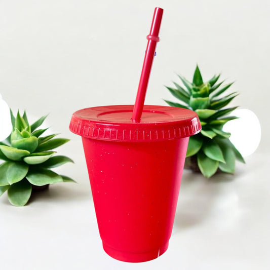 16oz Glitter Cold Cup Red