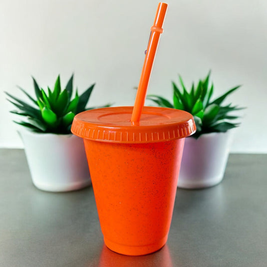 16oz Glitter Cold Cup Orange