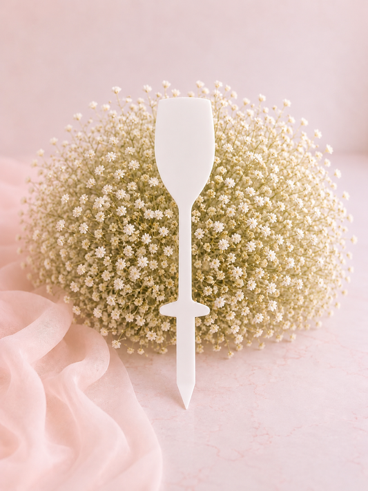 White acrylic Prosecco glass grave marker blank