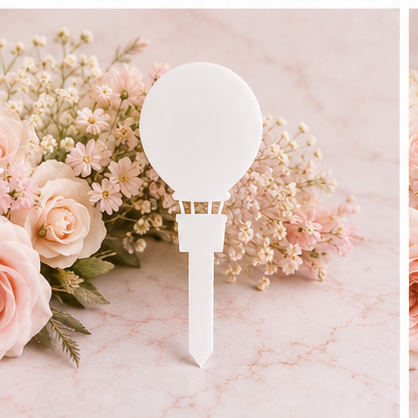 Air Balloon Grave Marker on blush floral marble background