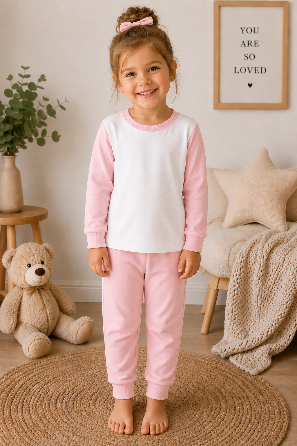 Baby pink children's pyjama blank for sublimation, vinyl and DTF personalisation