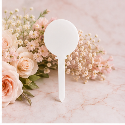 Balloon Grave Marker on blush floral marble background
