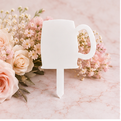 Beer Tankard Grave Marker on blush floral marble background