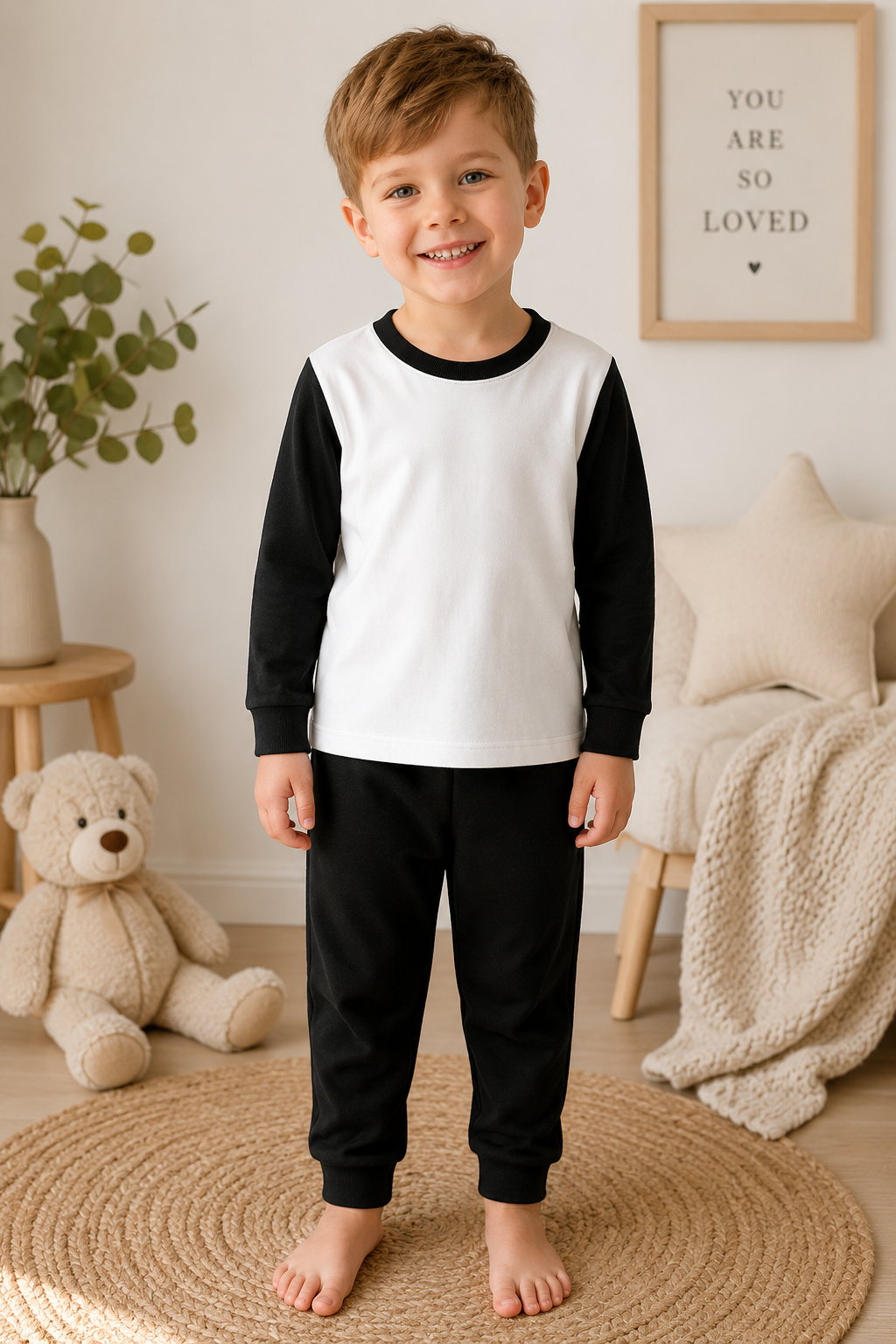 Black children's pyjama blank for sublimation, vinyl and DTF personalisation
