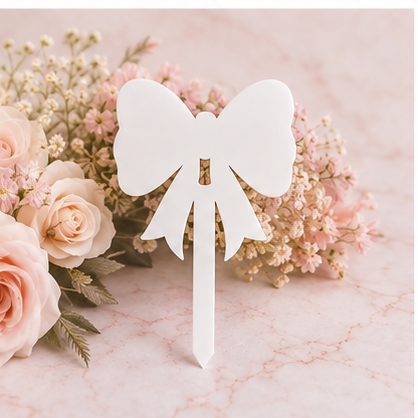 Bow Grave Marker on blush floral marble background