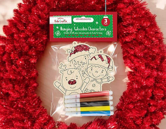 Colour-In Wooden Hanging Characters 3pk