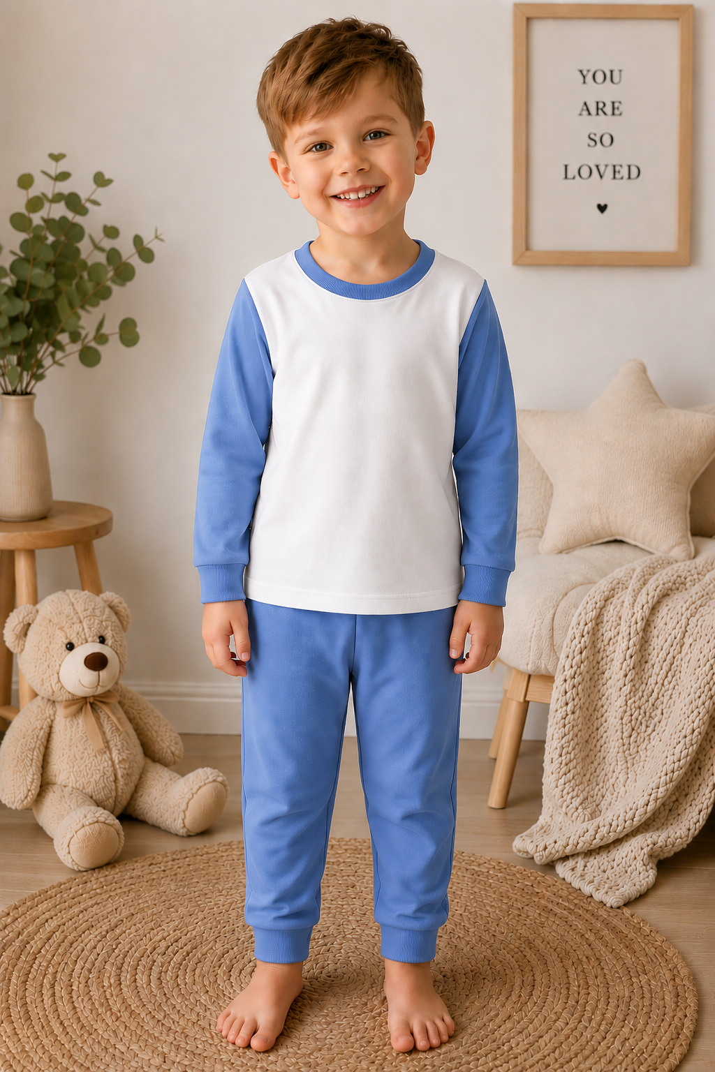 Cornflower blue children's pyjama blank for sublimation, vinyl and DTF personalisation