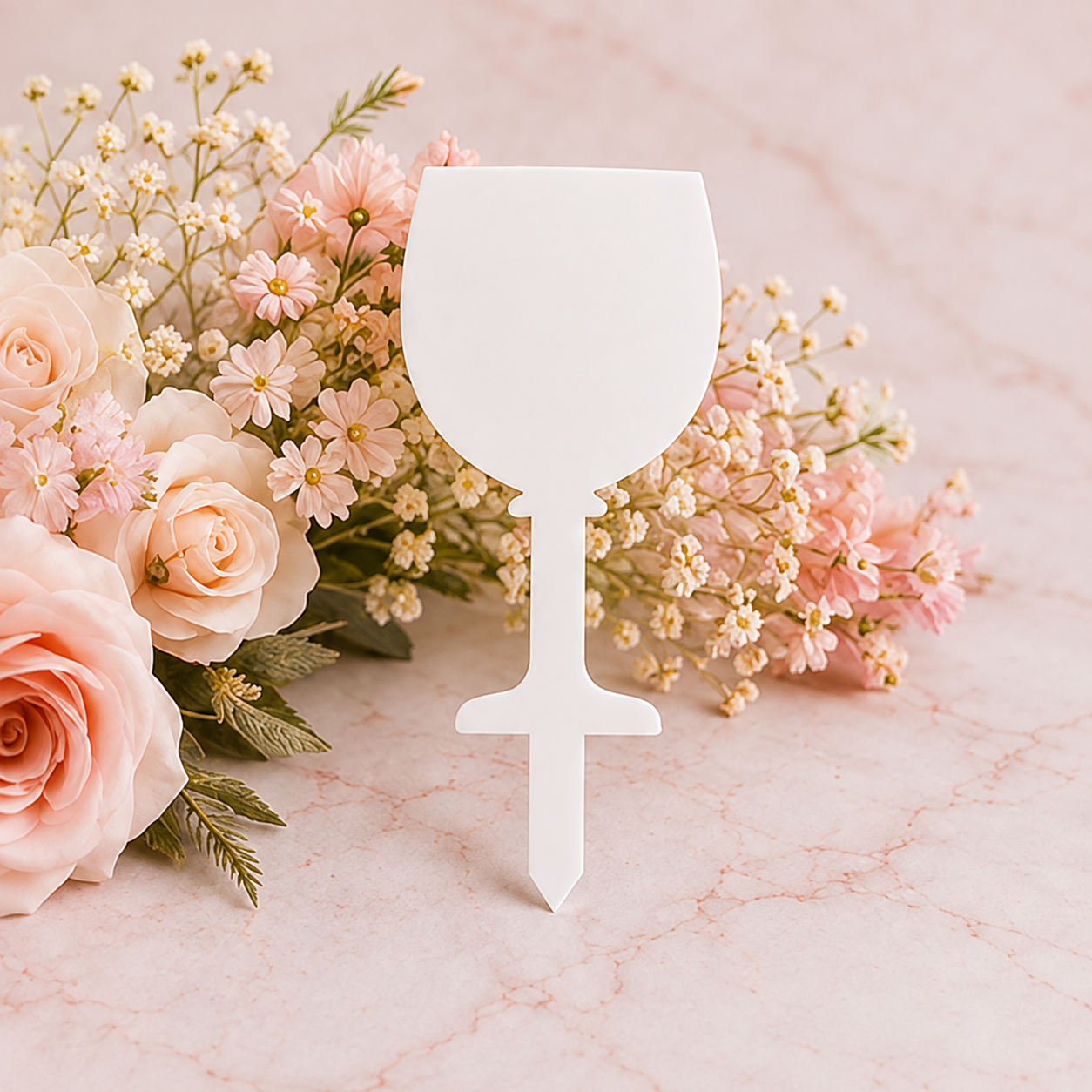 White gin glass acrylic grave marker blank