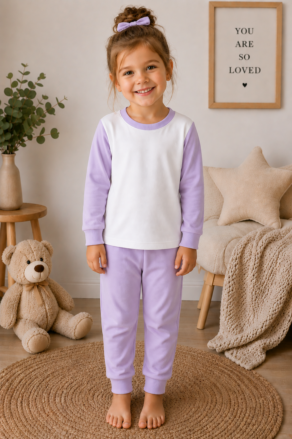 Lavender children's pyjama blank for sublimation, vinyl and DTF personalisation