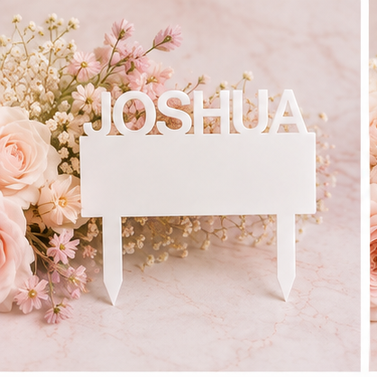 Name Grave Marker on blush floral marble background