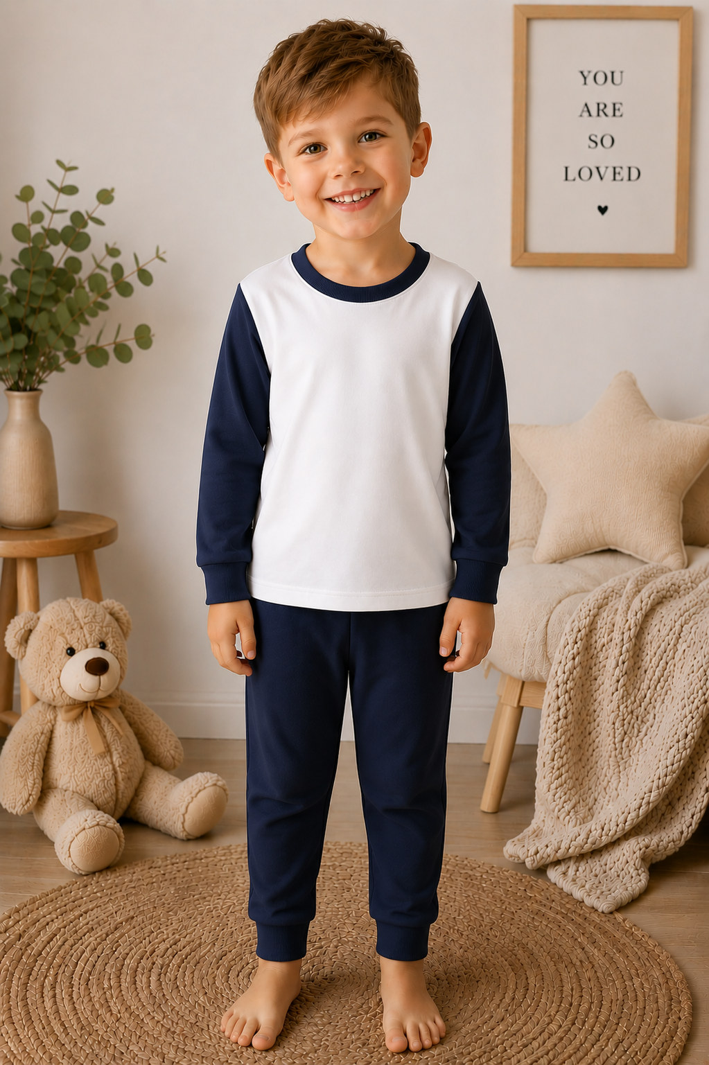 Navy children's pyjama blank for sublimation, vinyl and DTF personalisation