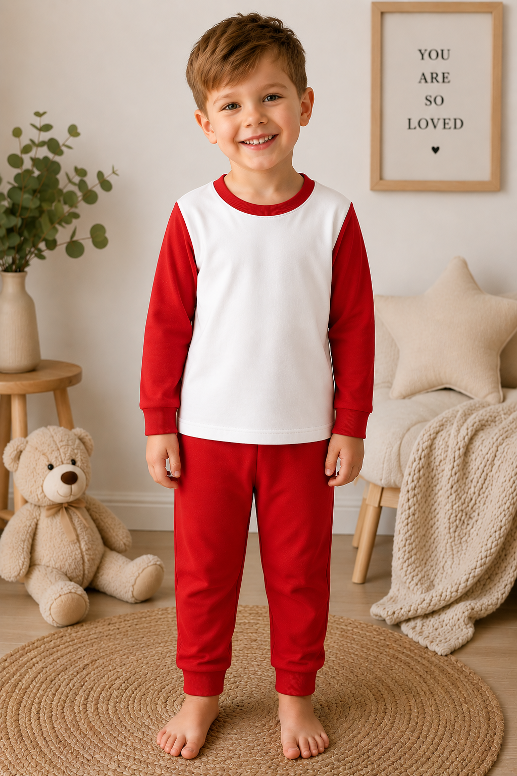 Red children's Christmas pyjama blank for sublimation, vinyl and DTF personalisation